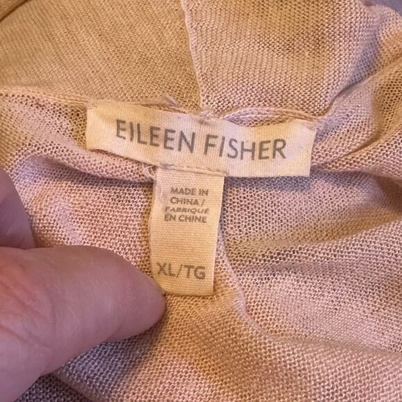 EILEEN FISHER Open Drape Front Silk Linen Peach Cardigan Sweater XL - Picture 4 of 8